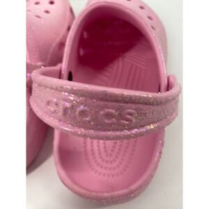 Kids Pink Glitter Crocs Size J3 Clog Sandals Shoes-‎ Very Clean-Super Pretty